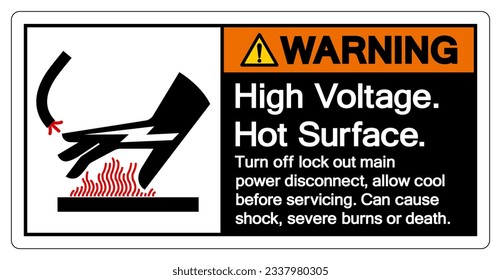Warning High Voltage Hot Surface Symbol Sign, Vector Illustration, Isolate On White Background Label .EPS10