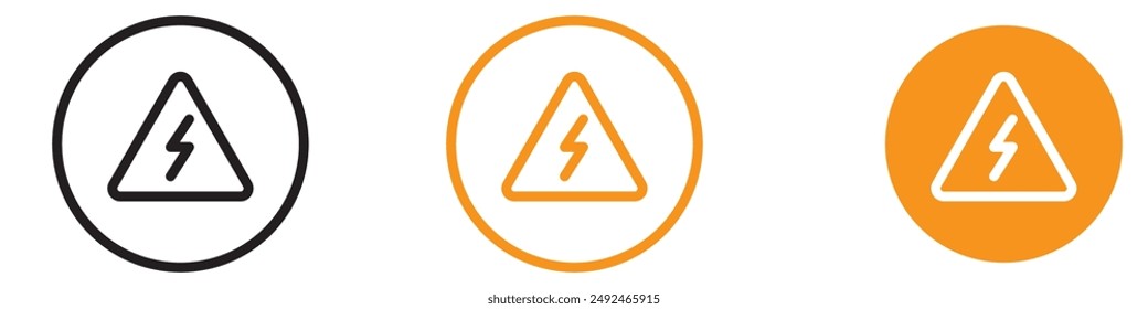 Warning High Voltage Icon for Electrical and Safety Graphics Crucial for Representing High Voltage Warnings and Electrical Safety