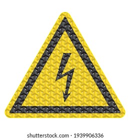 Aviso De Signo De Alta Voltaje Con Patrón 3D. Signo de alto voltaje aislado en fondo blanco
