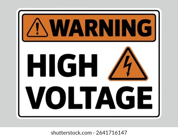 Warning High Voltage Sign Vector – Electrical Hazard Alert Label with Icons for Safety, Industry, or Workplace Use