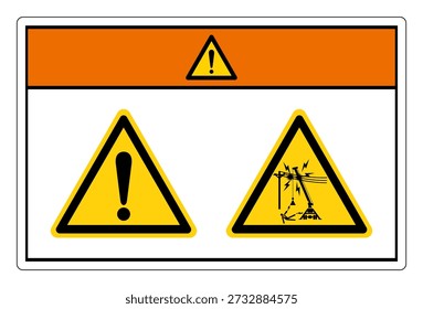 Señal de símbolo de alto voltaje de advertencia, Ilustración vectorial, aislado en la etiqueta de fondo blanco.EPS10