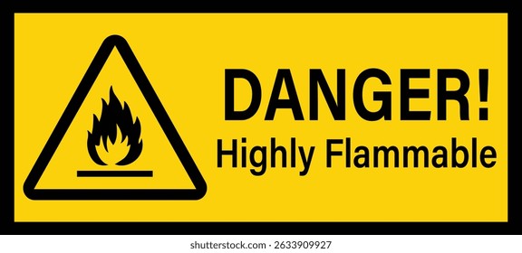 Símbolo de etiqueta altamente inflamable de advertencia. ¡Peligro! Altamente inflamable