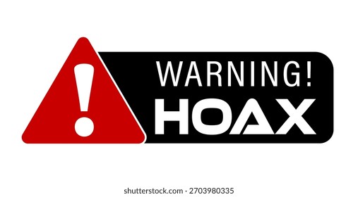 ¡Advertencia! Engaño. Signo de triángulo rojo con signo de exclamación y texto al lado sobre fondo negro.