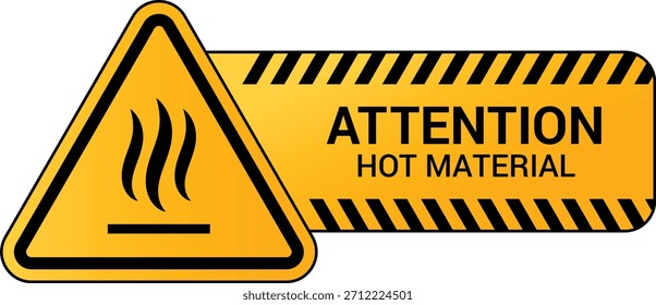 Señal de advertencia de peligro de superficie caliente, icono triangular de peligro amarillo con icono de vapor