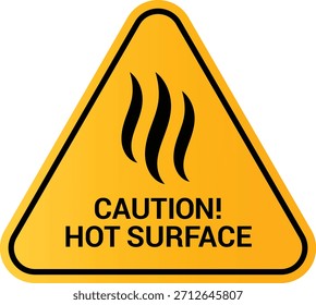 Aviso de perigo de superfície quente com ícone de vapor em triângulo amarelo para uso em segurança industrial