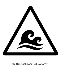 Aviso Señal De Símbolo De Área De Ondas Enormes, Ilustración De Vectores, Aislar En Etiqueta De Fondo Blanco. EPS10