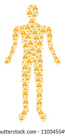 Warning human avatar. Vector warning icons are united into human illustration.
