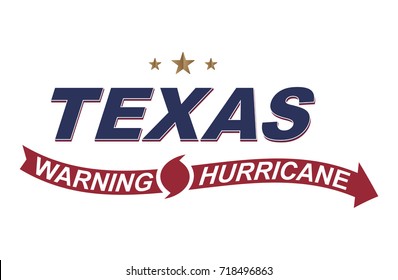 Warning hurricane in Texas. Symbols with arrows on a white background. Flat vector illustration EPS 10.