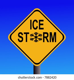 Aviso de aviso de tormenta de hielo en cielo azul