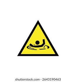 Ícone de aviso para áreas propensas a afogamento, adequado para designs de aviso em determinados lugares	