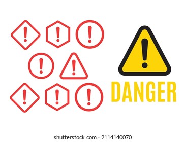 Warning icon. The attention icon. Danger symbol. Alert icon