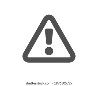 Warning icon. Attention triangle sign. Caution alert symbol. Quality design element. Flat style warning icon. Editable stroke. Vector