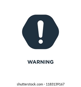 Warning icon. Black filled vector illustration. Warning symbol on white background. Can be used in web and mobile.