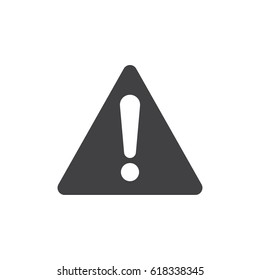 Warning icon in black on a white background. Vector illustration