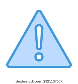 Icono de advertencia con estilo de línea azul, uso para presentación de aplicación móvil del sitio web
