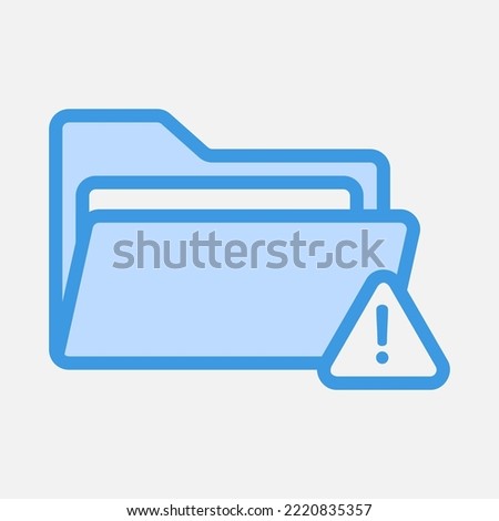 Warning icon in blue style about folders, use for website mobile app presentation