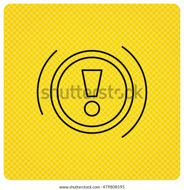 Warning icon.\
Dashboard attention sign. Caution exclamation mark symbol. Linear\
icon on orange background.\
Vector