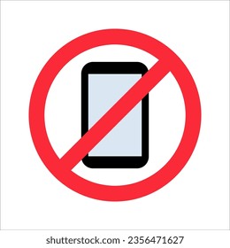 Warnsymbol Verwenden Sie kein Mobiltelefon-Symbol. Kein Handyzeichen. Handy verboten. Vektorgrafik auf weißem Hintergrund
