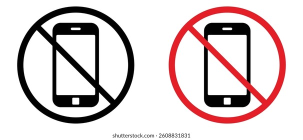Warning Icon Don't use mobile phone symbol. No mobile phone sign. Mobile Phone prohibited. No cell phone sign.Vector illustration.
