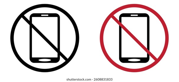 Warning Icon Don't use mobile phone symbol. No mobile phone sign. Mobile Phone prohibited. No cell phone sign.Vector illustration.