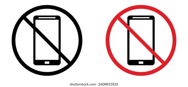 Warning Icon Don't use mobile phone symbol. No mobile phone sign. Mobile Phone prohibited. No cell phone sign.Vector illustration.