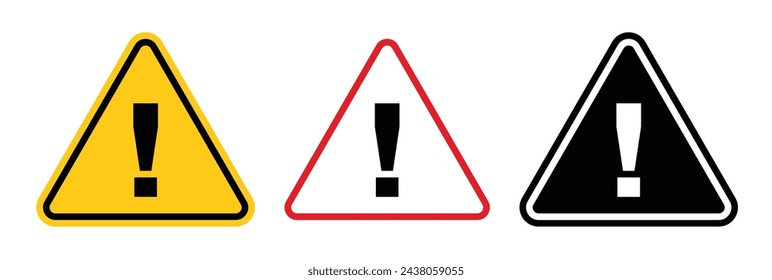 Warning Icon with Exclamation Mark. Sign Indicating Potential Hazards and Errors.