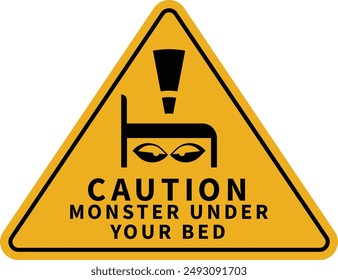 Warning Icon With Exclamation Mark. Sign Indicating Potential a Monster Appear Under The Bed.