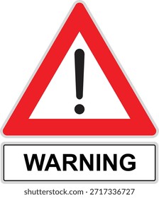 Ícone de aviso com sinal de tráfego de ponto de exclamação representando alerta de perigo, aviso de segurança e símbolo de cuidado