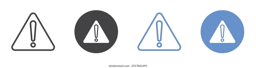 Warning Icon flat line symbol set.