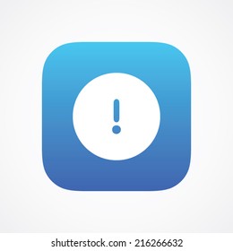 Warning icon in flat style on the rounded button