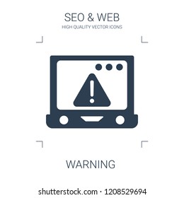 warning icon. high quality filled warning icon on white background. from seo web collection flat trendy vector warning symbol. use for web and mobile