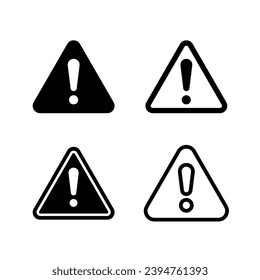 Warning Icon Isolated on Black and White Vector Graphic