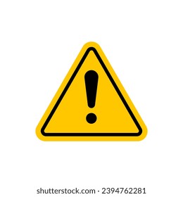 Warning Icon Isolated on Black and  Yellow Vector Graphic