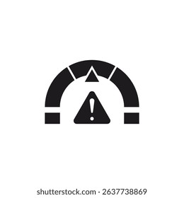 Warning icon on the dashboard, indicating risk, danger, warning or danger level. The concept of urgent situation, danger warning symbol. This icon uses glyp style eps file.