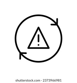 Warning icon. Outline, arrows in a circle, warning icon. Vector icon