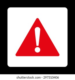 Warning icon from Primitive Buttons OverColor Set. This rounded square flat button is drawn with red and white colors on a black background.