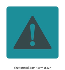 Warning icon from Primitive Buttons OverColor Set. This rounded square flat button is drawn with soft blue colors on a white background.