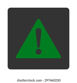 Warning icon from Primitive Buttons OverColor Set. This rounded square flat button is drawn with green and gray colors on a white background.