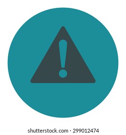 Warning icon from Primitive Round Buttons OverColor Set. This round flat button is drawn with soft blue colors on a white background.