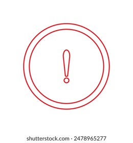 Warning icon from Primitive Set. This isolated flat symbol is drawn with red color on a white background, angles are rounded.