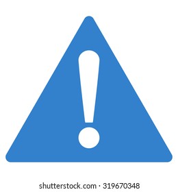 Warning icon from Primitive Set. This isolated flat symbol is drawn with cobalt color on a white background, angles are rounded.
