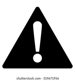 Warning icon from Primitive Set. This isolated flat symbol is drawn with black color on a white background, angles are rounded.