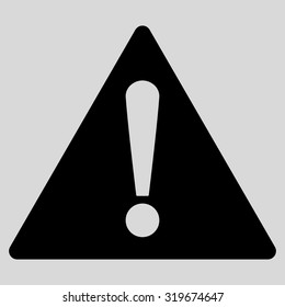 Warning icon from Primitive Set. This isolated flat symbol is drawn with black color on a light gray background, angles are rounded.