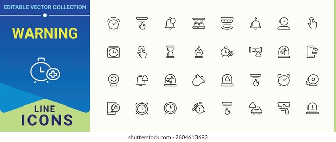 Warning icon. Related to lock, alert, notification, timer and more. Alarm icon set. Sign and Symbol. Vector illustration. Timer isolated icons.