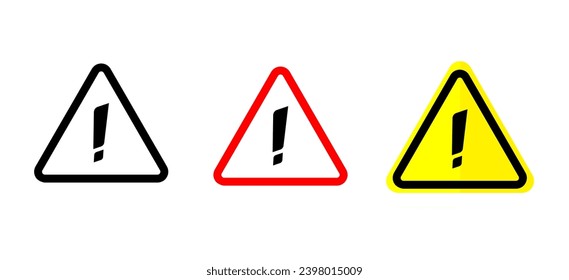 Warning icon set. Alert sign. Danger warning icon. hazaed. Error message. Danger warning. Information. vector design illustration