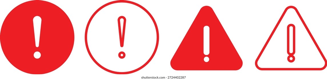 Ícone de aviso definido. Símbolos de sinal de alerta. Cuidado e design de aviso de perigo. Sinal de perigo. Ícones de exclamação
