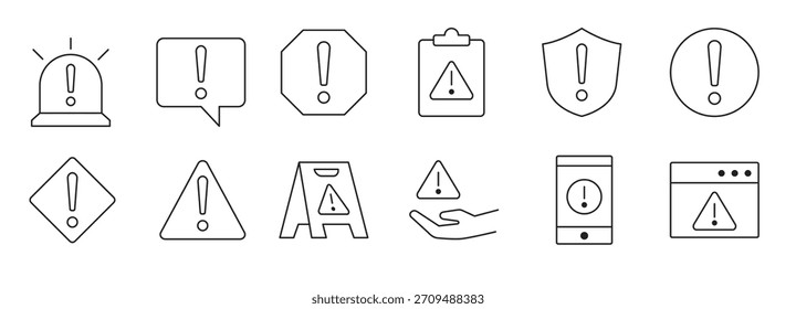 El conjunto de iconos de advertencia contiene iconos como signo de advertencia