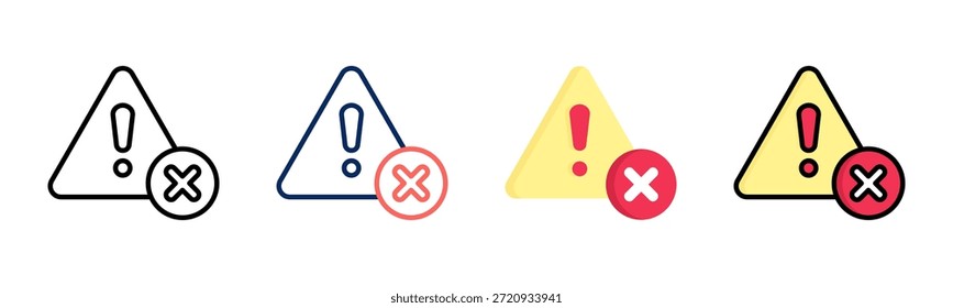 Warning icon set multiple style collection