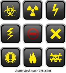 Warning icon set. Vector illustration.