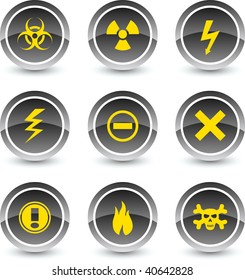 Warning icon set. Vector illustration.